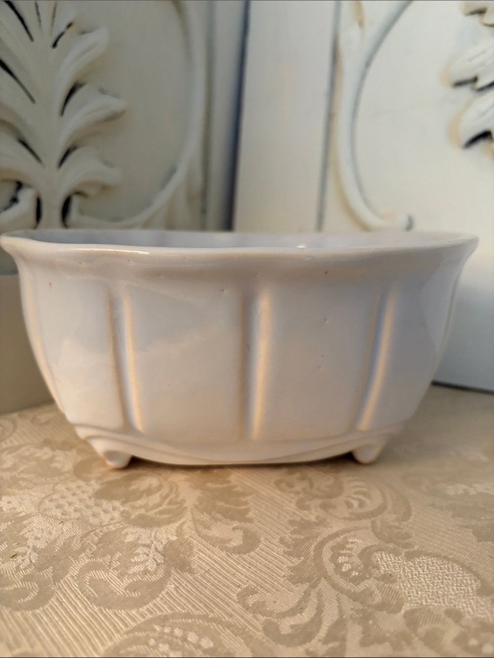 White Ceramic Footed Bowl